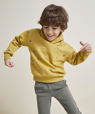 New colour palette Tao Categories - BOY'S HOODIE IN RECYCLED FIBER YELLOW PRINT