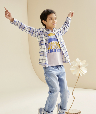Boy Tao Categories - ORGANIC COTTON BOY'S CHECK SHIRT BLUE WHITE AND YELLOW
