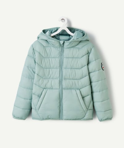 Boy Tao Categories - BOY'S RECYCLED-FIBER HOODED JACKET GREEN PATCH ON SLEEVE
