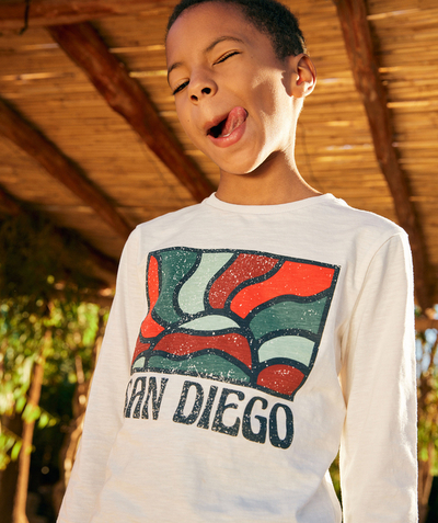 Low-priced looks Tao Categories - boy's long-sleeved organic cotton t-shirt white san diego theme
