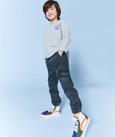 Boy Tao Categories - GREEN BOY'S SLIM PANTS WITH CARGO POCKETS AND ELASTIC WAISTBAND