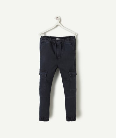 Trousers - Jogging pants Tao Categories - BOY'S SLIM CARGO PANTS NAVY BLUE