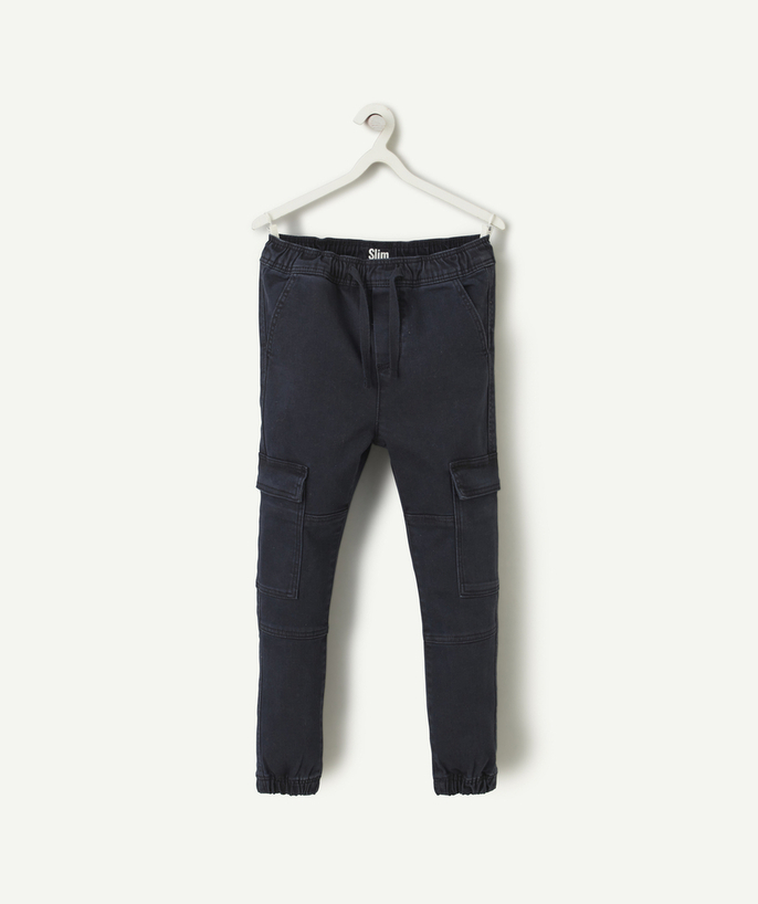 Trousers - Jogging pants Tao Categories - BOY'S SLIM CARGO PANTS NAVY BLUE