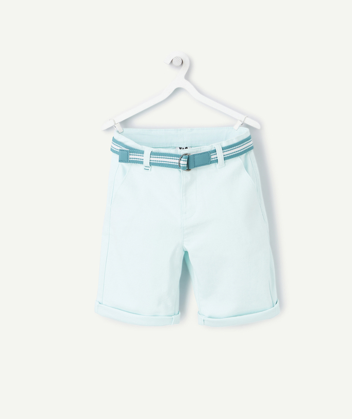 Special Occasion Collection Tao Categories - MINT BLUE BOY'S BERMUDA SHORTS WITH DUCK BLUE WAISTBAND