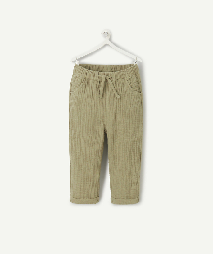 Baby boy Tao Categories - baby boy slouchy pants in green organic cotton
