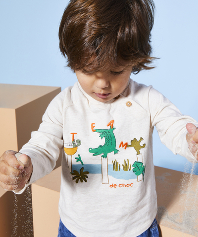 Nieuwe collectie Tao Categorieën - T-shirt met lange mouwen voor babyjongens in biologisch katoen met junglethema