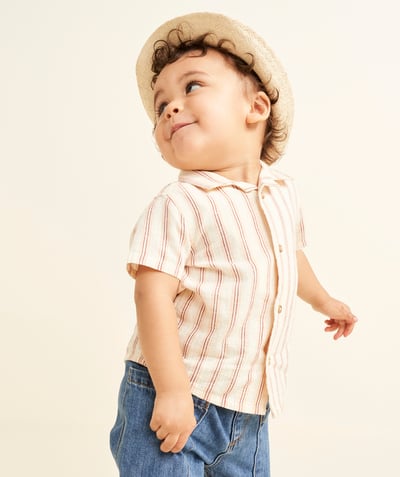 Hemd - polo Tao Categorieën - shirt met korte mouwen en gekleurde strepen voor babyjongens