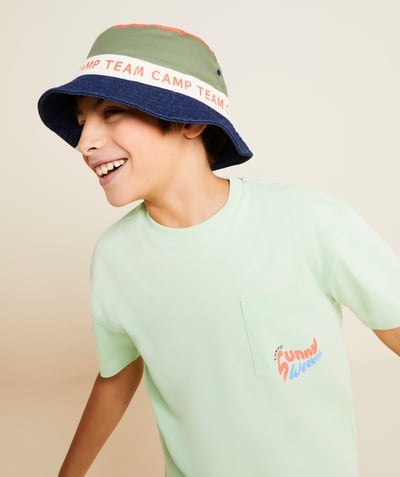 T-shirt Categories Tao - t-shirt manches courtes garçon vert en coton bio thème tokyo