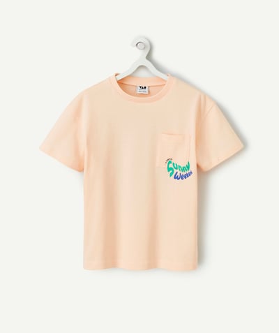 Jongen Tao Categorieën - T-shirt met korte mouwen uit oranje biologisch katoen met tokyo-thema voor jongens