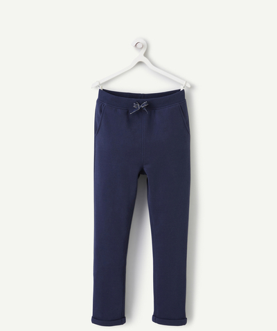 Trousers - jogging pants Tao Categories - GIRL'S RECYCLED-FIBER JOGGING SUIT IN NAVY BLUE WITH SILVER DETAILS