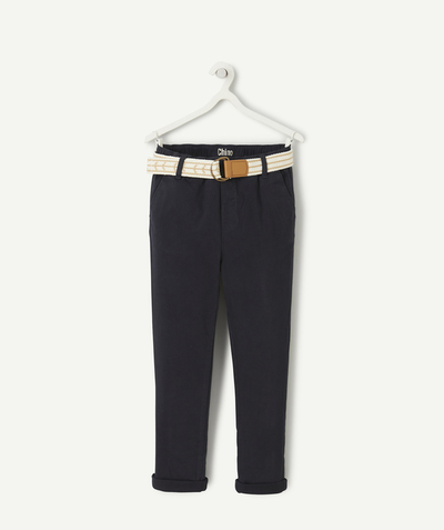 Boy Tao Categories - navy blue boy's chino pants with belt