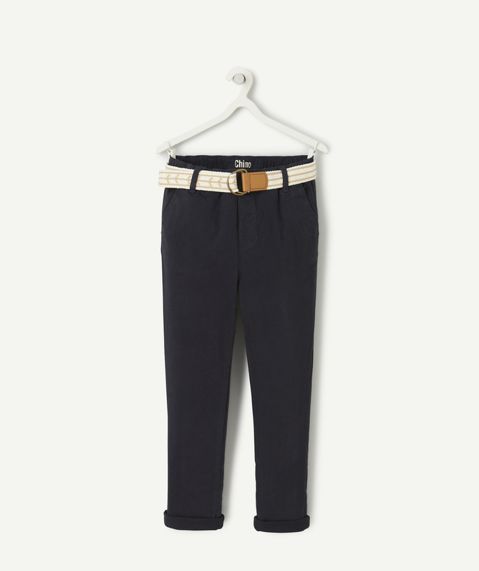 Special Occasion Collection Tao Categories - navy blue boy's chino pants with belt