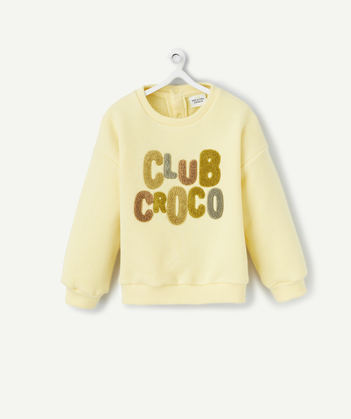 Clothing Tao Categories - RECYCLED FIBER BABY BOY YELLOW CROCODILE LOOP SWEATER