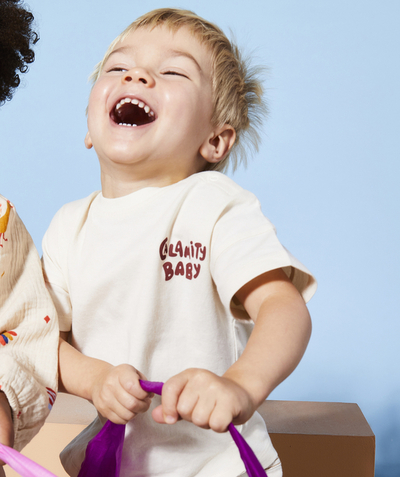 NOVEDADES Categorías TAO - camiseta para bebé niño en algodón orgánico sin teñir tema calamidad bebé