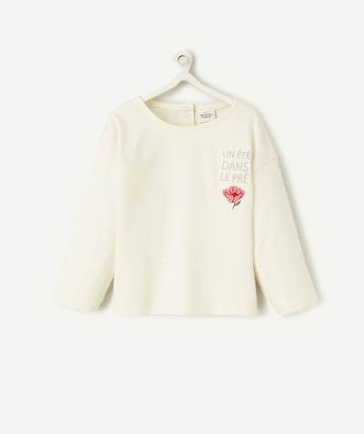 Low-priced looks Tao Categories - LONG-SLEEVED BABY GIRL T-SHIRT IN ORGANIC COTTON WITH EMBROIDERY