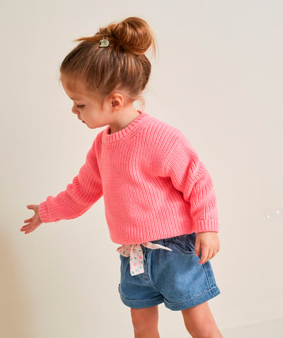 Look like teenagers Tao Categories - BABY GIRL PULLOVER IN PINK ORGANIC COTTON KNIT