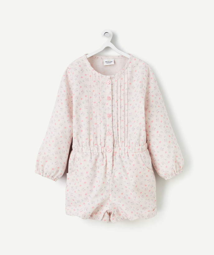 ECODESIGN Tao Categories - BABY GIRL JUMPSUIT IN PINK ORGANIC COTTON WITH FLORAL PRINT