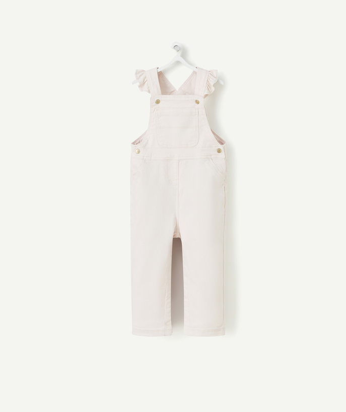 Jumpsuits - Dungarees Tao Categories - BABY GIRL DUNGAREES IN PINK RECYCLED FIBERS WITH RUFFLED DETAILS