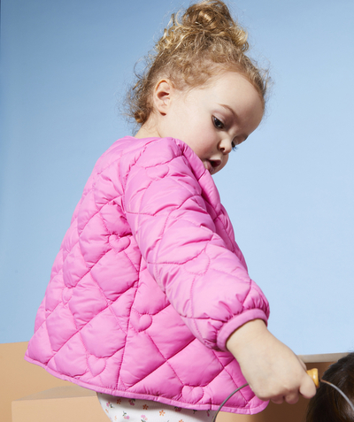 New colours palette Tao Categories - BABY GIRL DOWN JACKET IN PINK RECYCLED PADDING