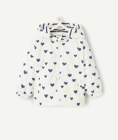 Baby girl Tao Categories - REVERSIBLE BABY GIRL HOODED WINDBREAKER WITH HEARTS AND STRIPES PRINT