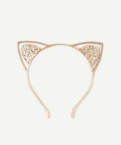 Accessories Tao Categories - GIRL'S HEADBAND WITH GOLD-COLORED GLITTER CAT EARS