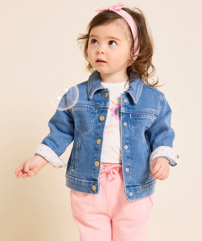 Coat - Padded jacket - Jacket Tao Categories - BABY GIRL LOW IMPACT DENIM JACKET WITH GOLD BUTTONS