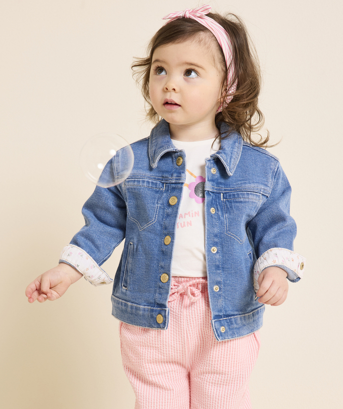 Special Occasion Collection Tao Categories - BABY GIRL LOW IMPACT DENIM JACKET WITH GOLD BUTTONS