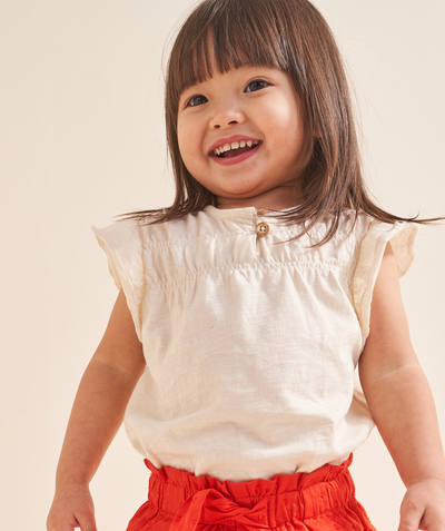 Nieuwe collectie Tao Categorieën - T-shirt met korte mouwen voor babymeisjes in ongeverfd biologisch katoen