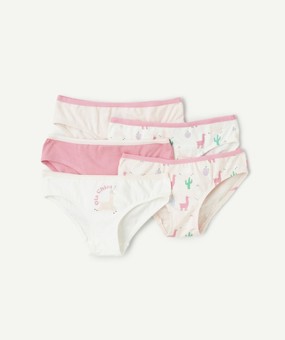 Sous-Vêtements Categories Tao - lot de 5 culottes fille en coton bio rose et blanc thème licornes