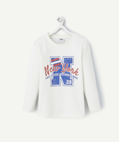 T-shirt Nouvelle Arbo   C - T-SHIRT MANCHES LONGUES GARÇON 100% COTON BLANC THÈME NY