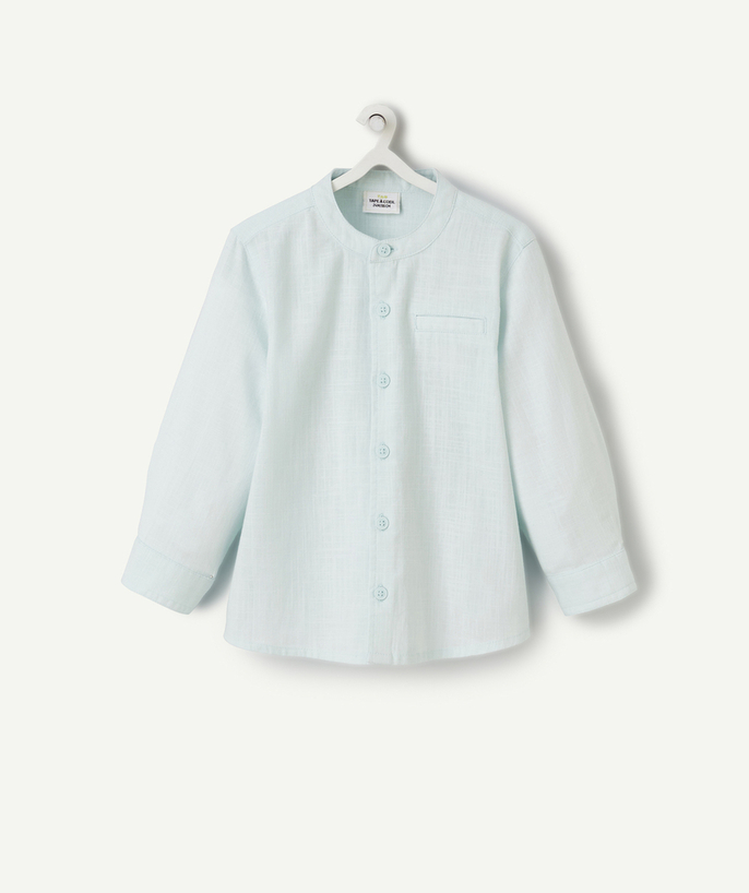 Shirt and polo Tao Categories - SHIRT MAO COLLAR BABY BOY MINT GREEN