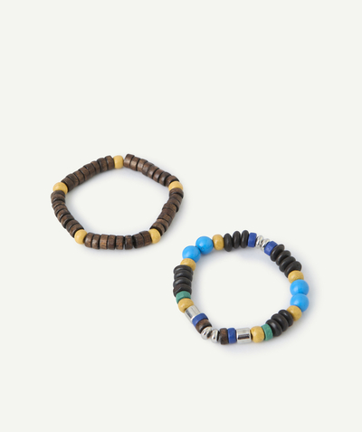Jewellery Tao Categories - set of 2 brown and coloured beaded boy bracelets