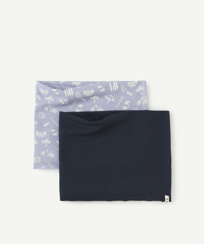 Accessories Tao Categories - SET OF 2 BLUE ORGANIC COTTON BOY SNOODS WITH PRINT