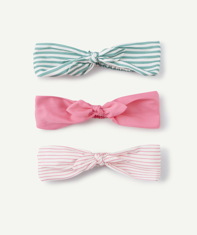 Hair Accessories Tao Categories - SET OF 3 GIRLS' HEADBANDS WITH PRINTED STRIPES BOWS