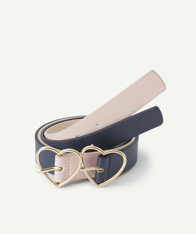 Belt Tao Categories - set of 2 pink and navy blue recycled fiber belts for girls