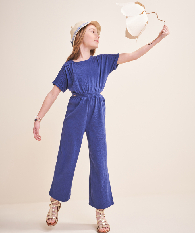 Girl Tao Categories - BLUE MESH AND RECYCLED FIBER JUMPSUIT WITH OPENINGS