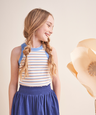 New collection Tao Categories - girl's sleeveless top with American neckline in colorful organic cotton