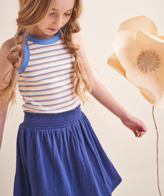 Girl Tao Categories - BLUE RECYCLED FIBER KNIT SKIRT WITH SHORTS