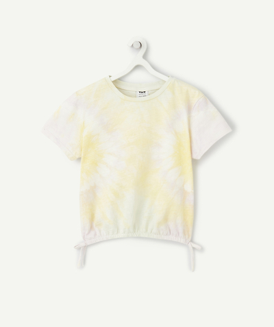 T-shirt - sous-pull Categories Tao - t-shirt fille en coton bio imprimé tye and die mauve et jaune