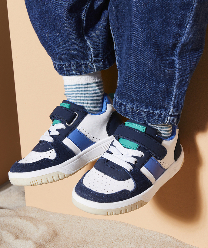 Shoes, booties Tao Categories - BLUE, WHITE AND GREEN LOW-TOP SNEAKERS FOR BOYS
