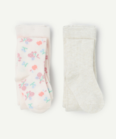 Calcetines - Medias Categorías TAO - pack de 2 pares de leotardos para bebé niña de algodón orgánico con motivos florales