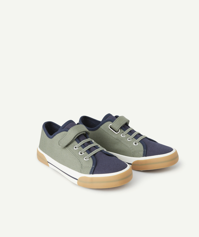 Shoes, booties Tao Categories - boy's green and blue canvas scratch sneakers