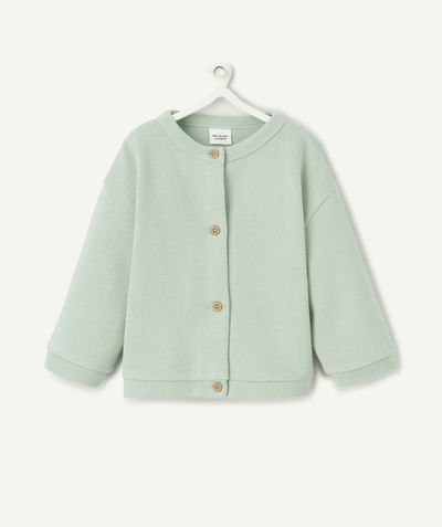 New colour palette Tao Categories - BABY BOY CARDIGAN IN GREEN RECYCLED FIBERS
