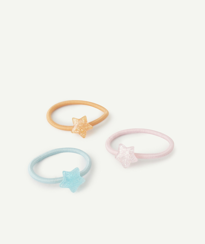 Hair Accessories Tao Categories - SET OF 3 BABY GIRL ELASTICS WITH GLITTER STARS