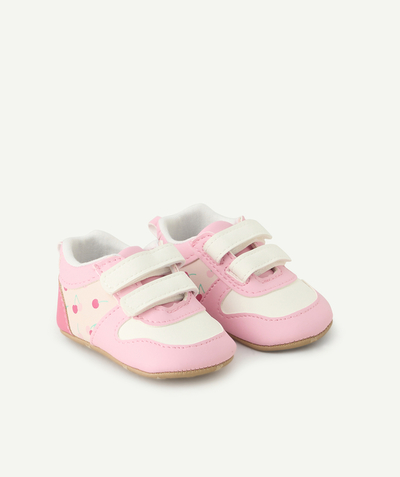 Chaussures, chaussons Categories Tao - chaussons style baskets bébé fille rose et blanc