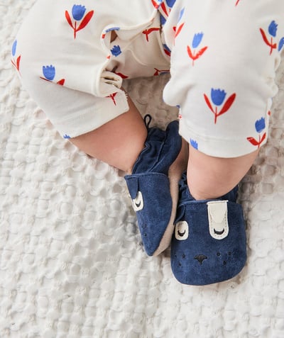 Chaussures, chaussons Categories Tao - chaussons bébé garçon bleus marine motif tête de chien