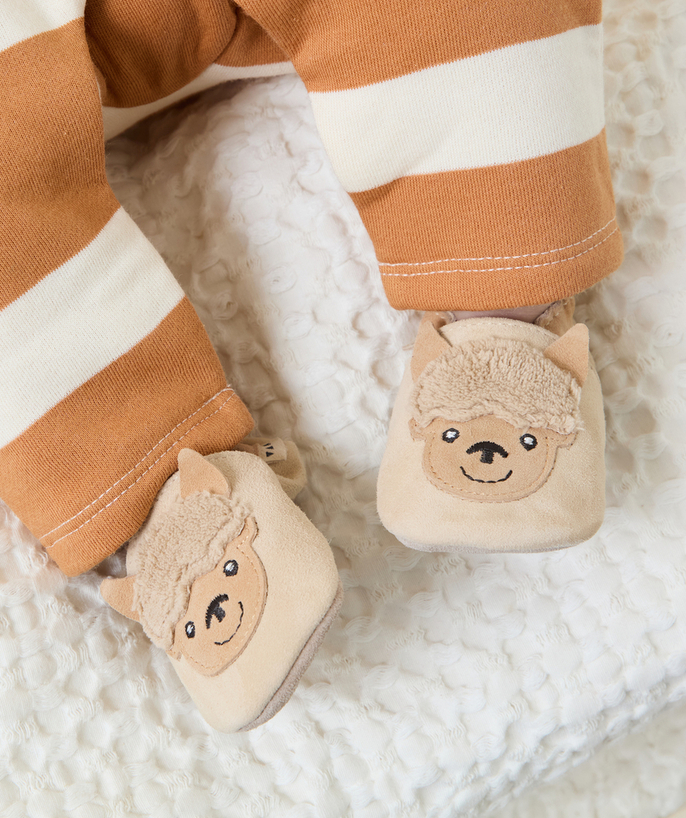 Accessoires Categories Tao - chaussons bébé garçon beige avec animation mouton