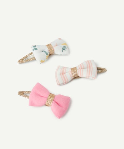 Look like teenagers Tao Categories - SET OF 3 BABY GIRL CLIPS WITH PINK AND PRINTED BOWS