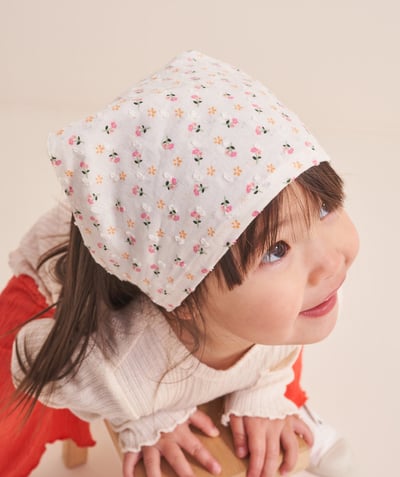 Outlet Tao Categories - FLOWERY PRINTED COTTON BABY GIRL KERCHIEF