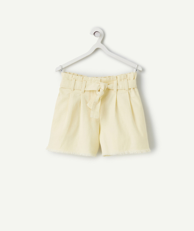 Short - Rok Tao Categorieën - gele gerafelde meisjesshort met riem